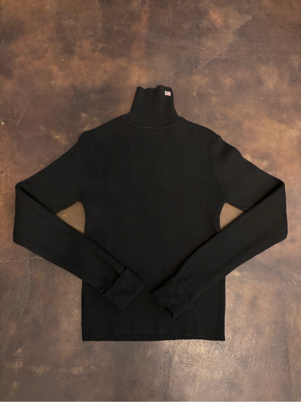 Vintage Polo Ralph Lauren Ribbed Turtleneck W/flag & Cuffed Sleeves Size Large